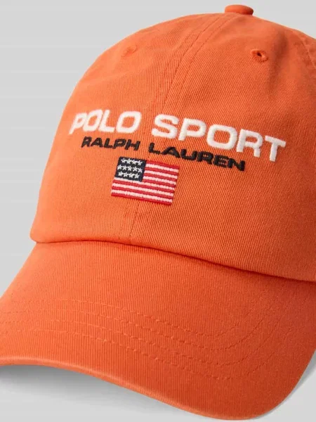 Czapka z daszkiem z czystej bawełny Polo Ralph Lauren pomarańczowa