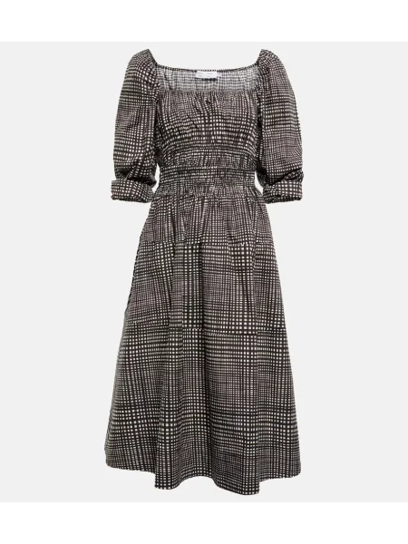 Midi obleka Proenza Schouler s karirastim vzorcem poplin bela