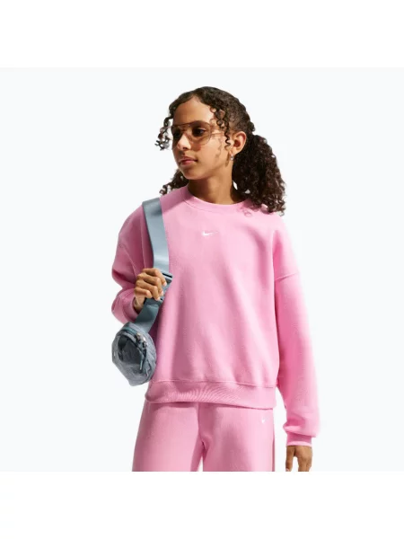 Bluză pentru copii Nike Sportswear Studio pink rise/white alb