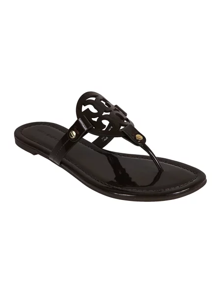 Klapki Tory Burch skórzane brązowe