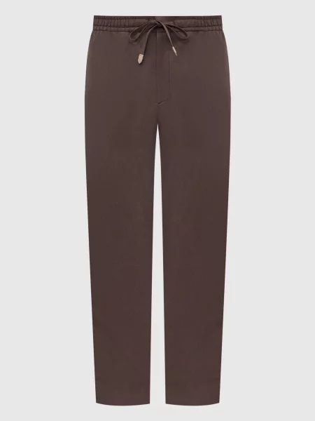 Льняные брюки Canali коричневые