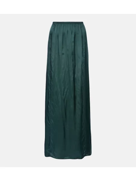 Fusta maxi Mm6 Maison Margiela din satin verde