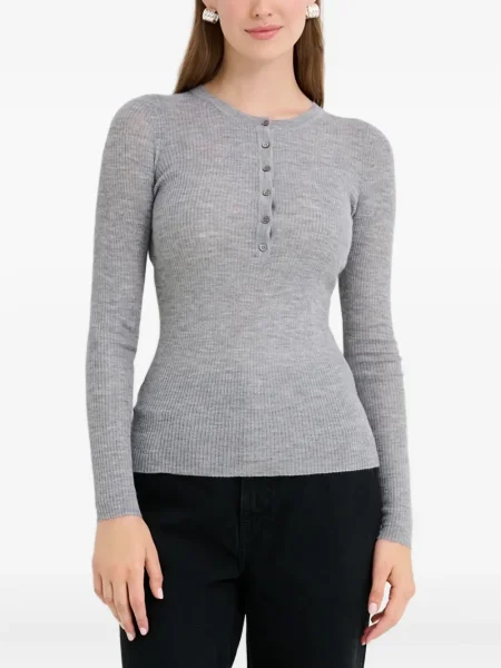 Tricou Gabriela Hearst cu guler henley gri