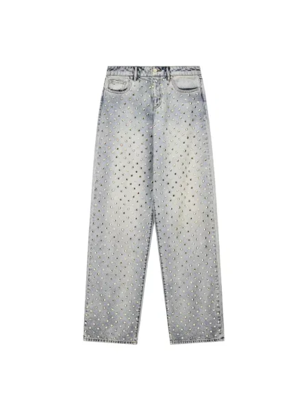 Szerokie jeansy Armani Exchange z ćwiekami niebieskie