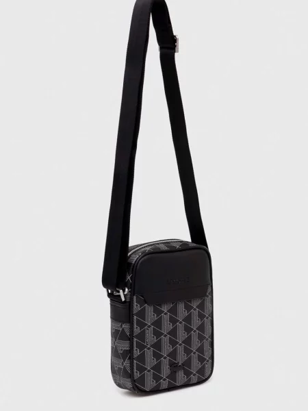 Geantă crossbody Lacoste cu imagine negru