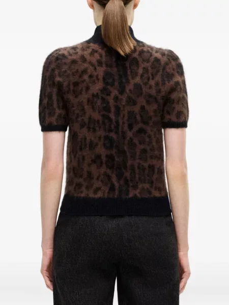 Pulover Adam Lippes cu imagine cu model leopard maro