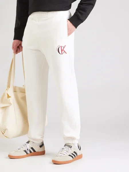 Calvin Klein Jeans Kelnės ruda / raudona balta