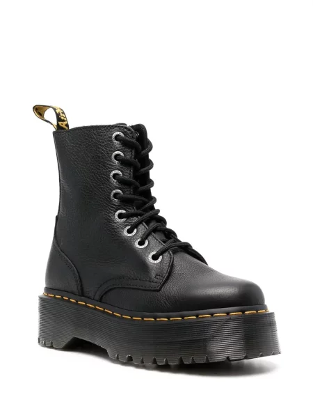 Iš natūralios odos auliniai batai Dr. Martens su platforma juoda