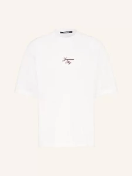 Jacquemus Oversized Tričko Le T-Shirt Bateau / tmavě červená bílá