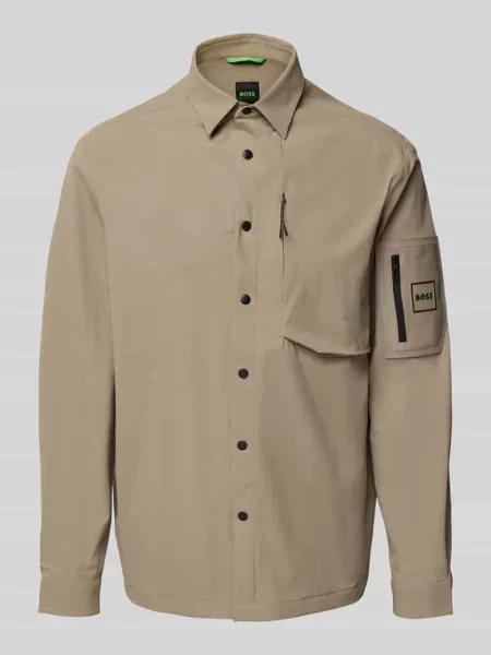 Koszula wierzchnia o kroju relaxed fit z naszywką z logo model ST_GLOBE HEXA L' Boss Green
