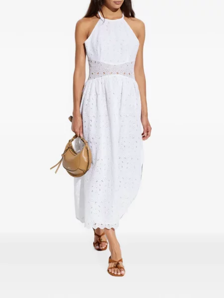 Rochie Frame cu broderie fără mâneci alb