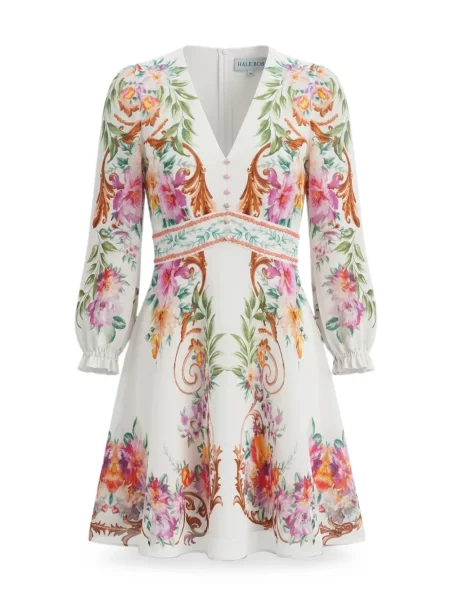 Rochie mini Hale Bob cu model floral cu imagine alb