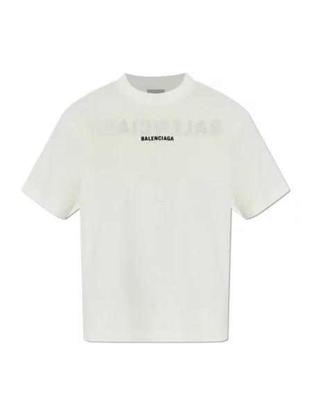 Koszulka Balenciaga z logo beżowa