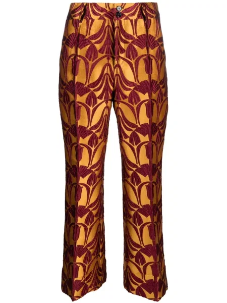 Cropp pantaloni La Doublej din jacard galben