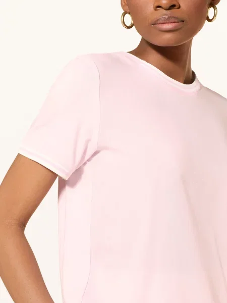 T-shirt z mieszanki i elastanu z okrągłym dekoltem More & More różowa
