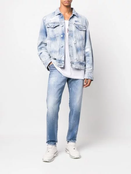 Jeansy Dsquared2 z nadrukiem niebieskie