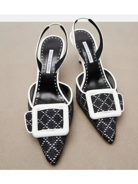 Pantofi cu toc Manolo Blahnik slingback bej