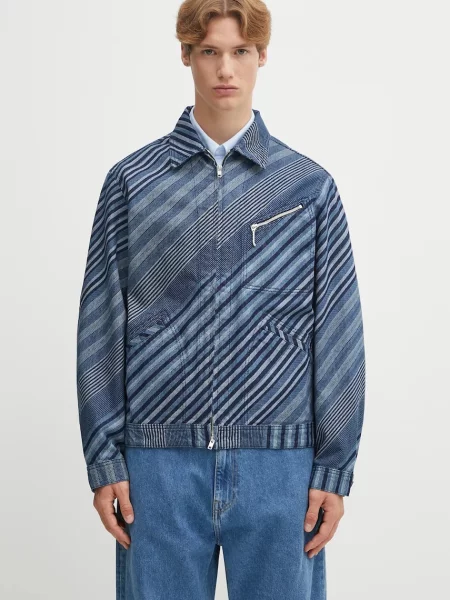 Traper jakna Kenzo Diagonal Stripe Zipped Trucker za prijelazno razdoblje oversize plava