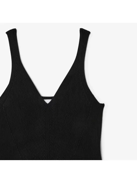 Lacoste Długa Bezszwowa Sukienka W Prążki czarna