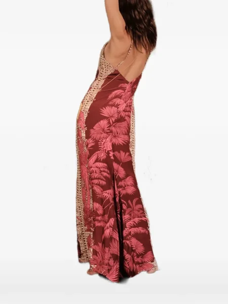 Rochie maxi Johanna Ortiz cu imagine cu imprimeu tropical de costum roșu