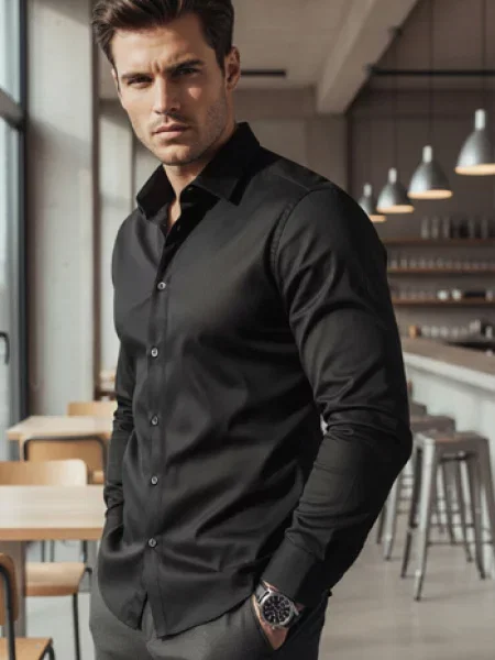 Koszula SLIM FIT elegancka gładka Dstreet czarna
