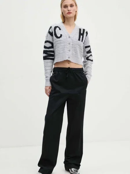 Moschino Jeans kardigan z domieszką wełny szary