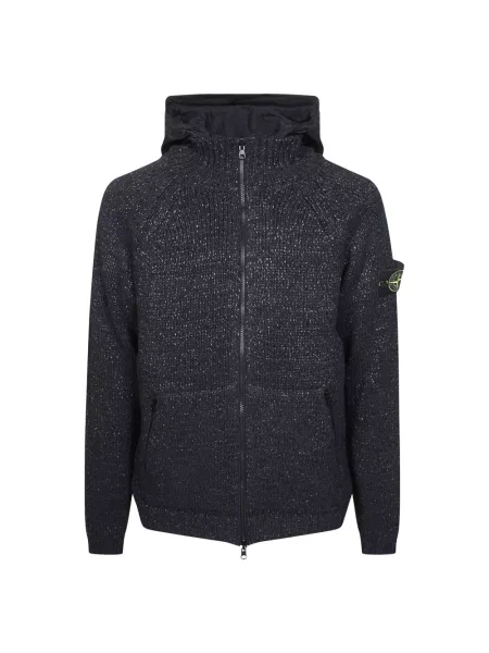 Kardigan Stone Island z kapturem z kamieniami niebieski