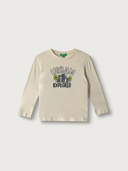United Colors of Benetton tričko s dlhým rukávom detské béžová