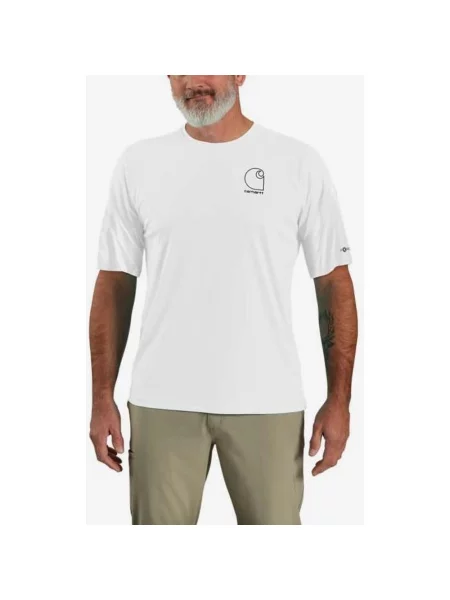 Koszulka Carhartt Force Sun Defender Relaxed Logo krótki rękaw S biała