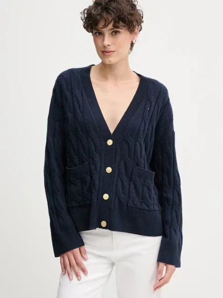 Kardigan Tommy Hilfiger wełniany niebieski