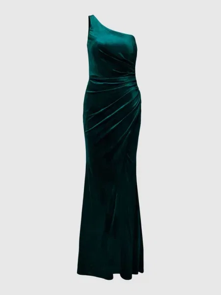 Sukienka wieczorowa na jedno ramię Luxuar Fashion zielona