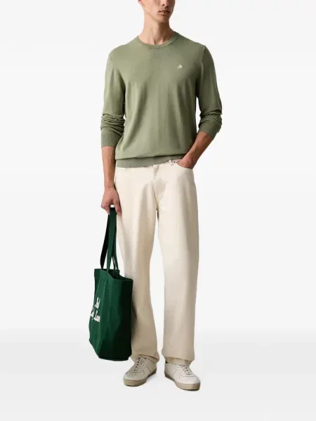Пуловер Scotch & Soda с кръгло деколте с автограф зелено