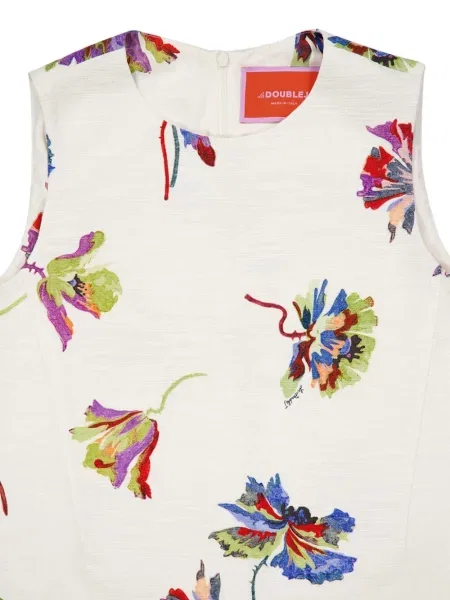 Top La Doublej w piórka w kwiatki biały