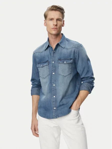 Tommy Jeans Koszula jeansowa Western niebieski