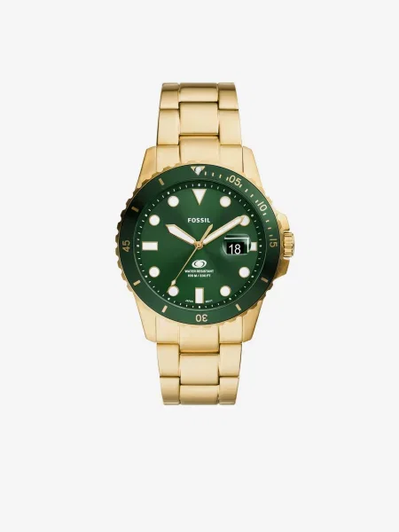 FOSSIL Analógové hodinky zlatá / tmavozelená modrá