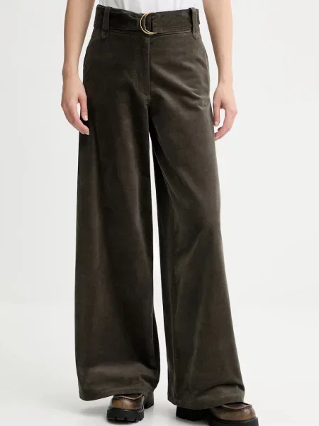 Велюрові штани Sessun прямі висока посадка зелений