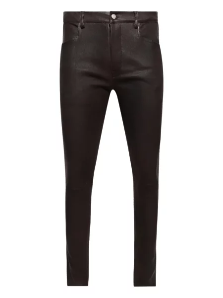 Kožené kalhoty Rick Owens hnědé