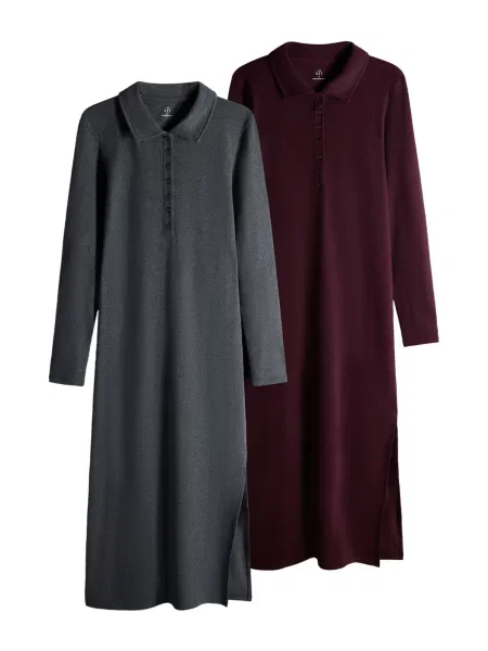 The Set Rochie grafit / roșu burgundy gri