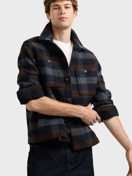Картата джинсова сорочка Pepe Jeans синя