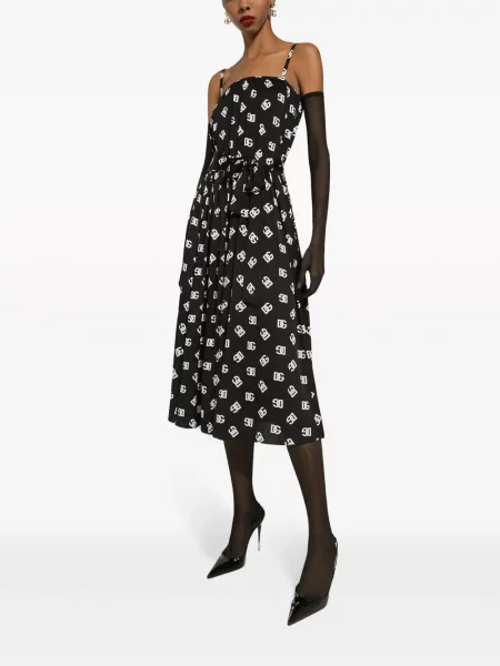 Raštuotas plisuotas kostiumas suknele Dolce & Gabbana juoda