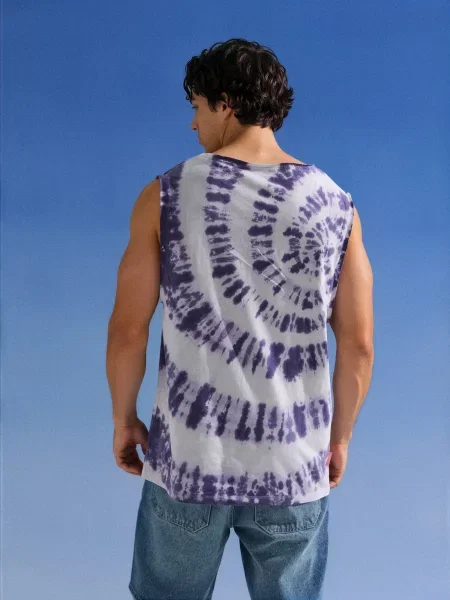 Галстук Sinsay без рукавов с принтом с эффектом тай-дай голубой