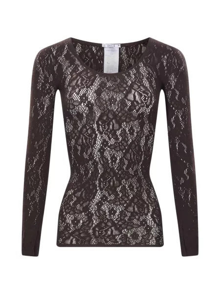 Lung top Wolford din dantelă maro