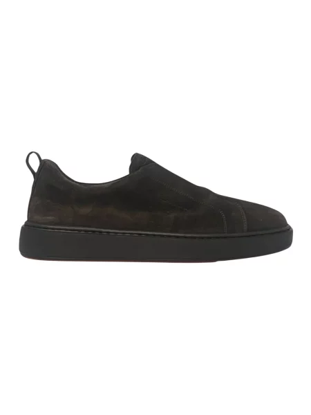Sneakersy Santoni zamszowe wsuwane brązowe