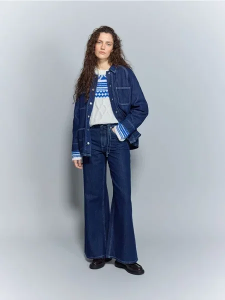 Reserved Джинсова куртка з темно-синій синя