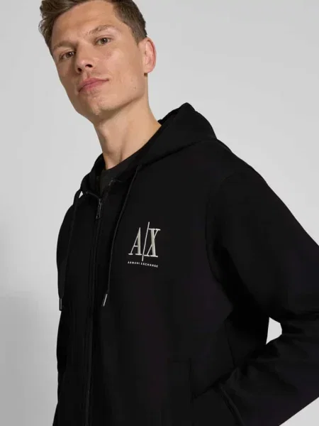 Bluza z kapturem Armani Exchange z kapturem czarna