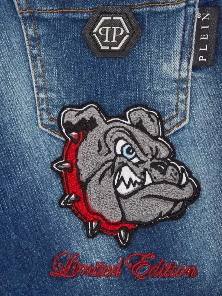 Szorty jeansowe dziecięce Philipp Plein niebieskie