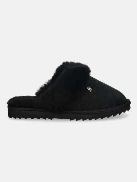 Tommy Hilfiger Usnjeni copati TH SHEARLING HOUSE SHOE črna