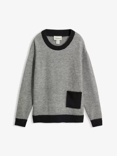 Sweter z dzianiny o kroju loose fit szary