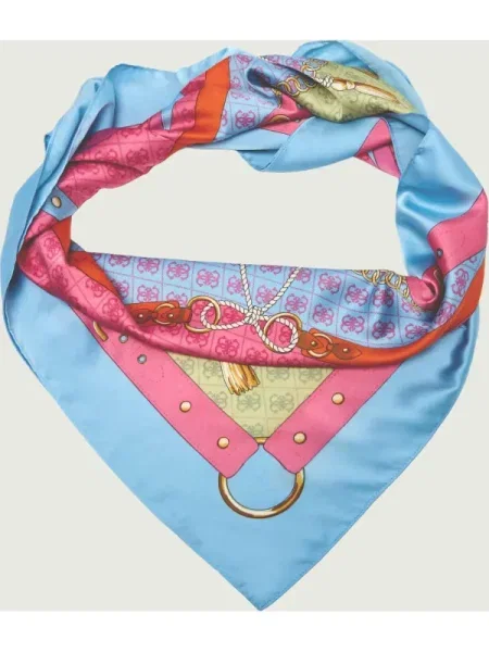Fular Guess din satin albastru