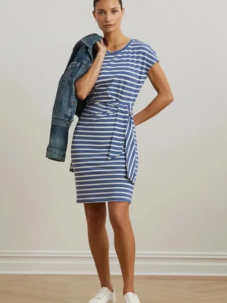 Lauren Ralph Lauren sukienka midi dopasowana niebieski